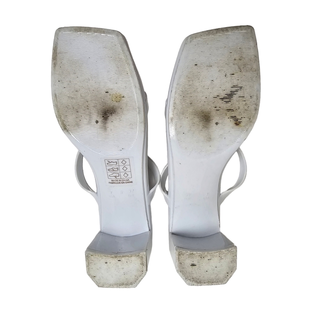 Jeffrey Campbell White Strappy Chunky Block Low Heel Size 7 - Picture 8 of 9